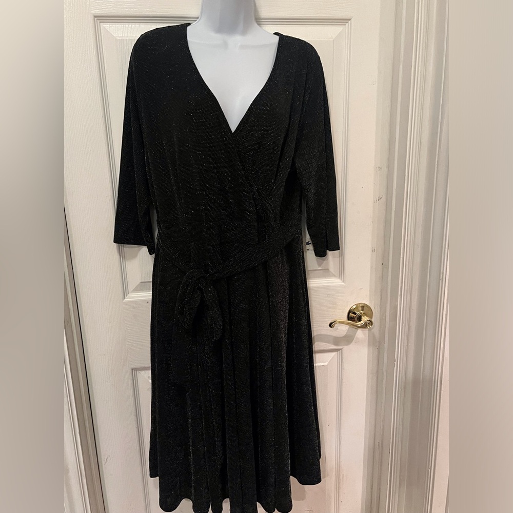 Black and silver three-quarter length dress
